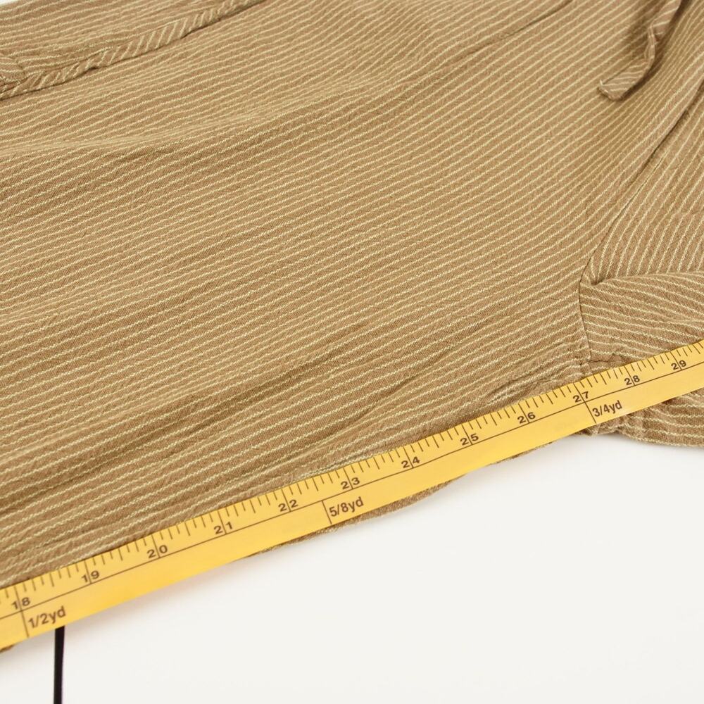 Free People Something Good Leaf Green Striped Cotton Pull On Barrel Leg Pants L - Picture 7 of 9